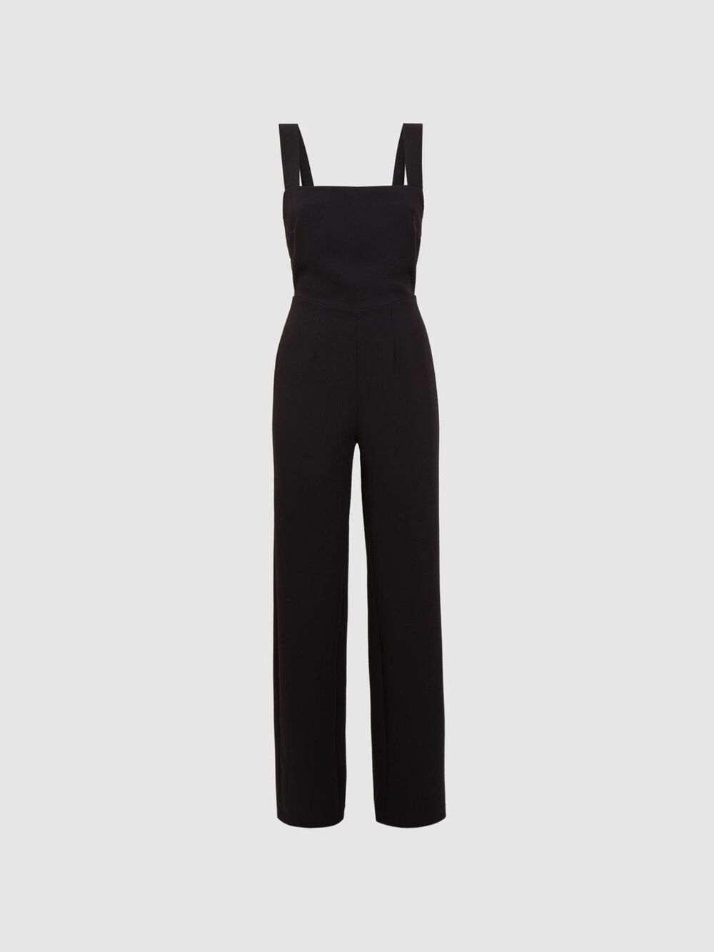 NWT Good American Women's Black Luxe Square Neck Tailored Wide Leg Jumpsuit 0